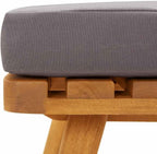 Solid Acacia Wood Footrest with Cushion 23.6x23.6x11.4 Inches, Garden Patio Ottoman for Outdoor Use, Easy Assembly
