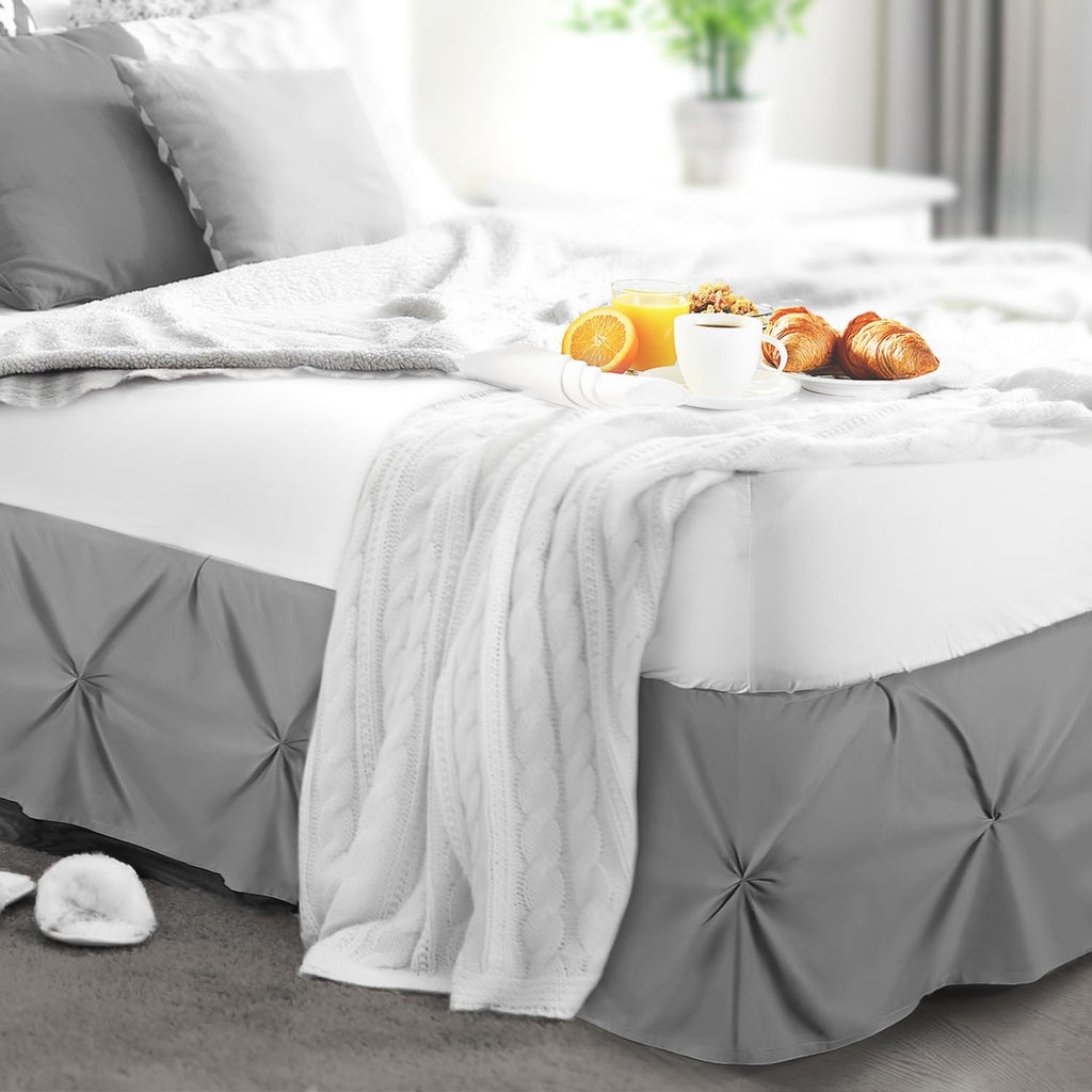 Nestl Dark Grey Bed Skirt Queen Size, Pinch Pleat Queen Bed Skirt, 14" Inch Drop Queen Bedskirt, Hotel Quality Gray Bed Skirts Premium Microfiber Bedskirt for Queen Bed, Dark Grey Bed Skirts
