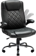 ZZW Executive Office Chair w/Flip-Up Arms Managerial Home Desk Chair w/Lumbar Support Adjustable PU Leather Ergonomic Computer Chair