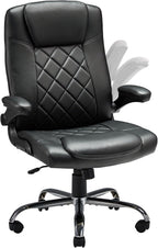 ZZW Executive Office Chair w/Flip-Up Arms Managerial Home Desk Chair w/Lumbar Support Adjustable PU Leather Ergonomic Computer Chair