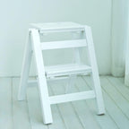 Foldable Wooden Step Stool 2 Steps Ladder Chair Antislip Stairs Folding Shelf Multifunction Shoe Bench Flower(A)