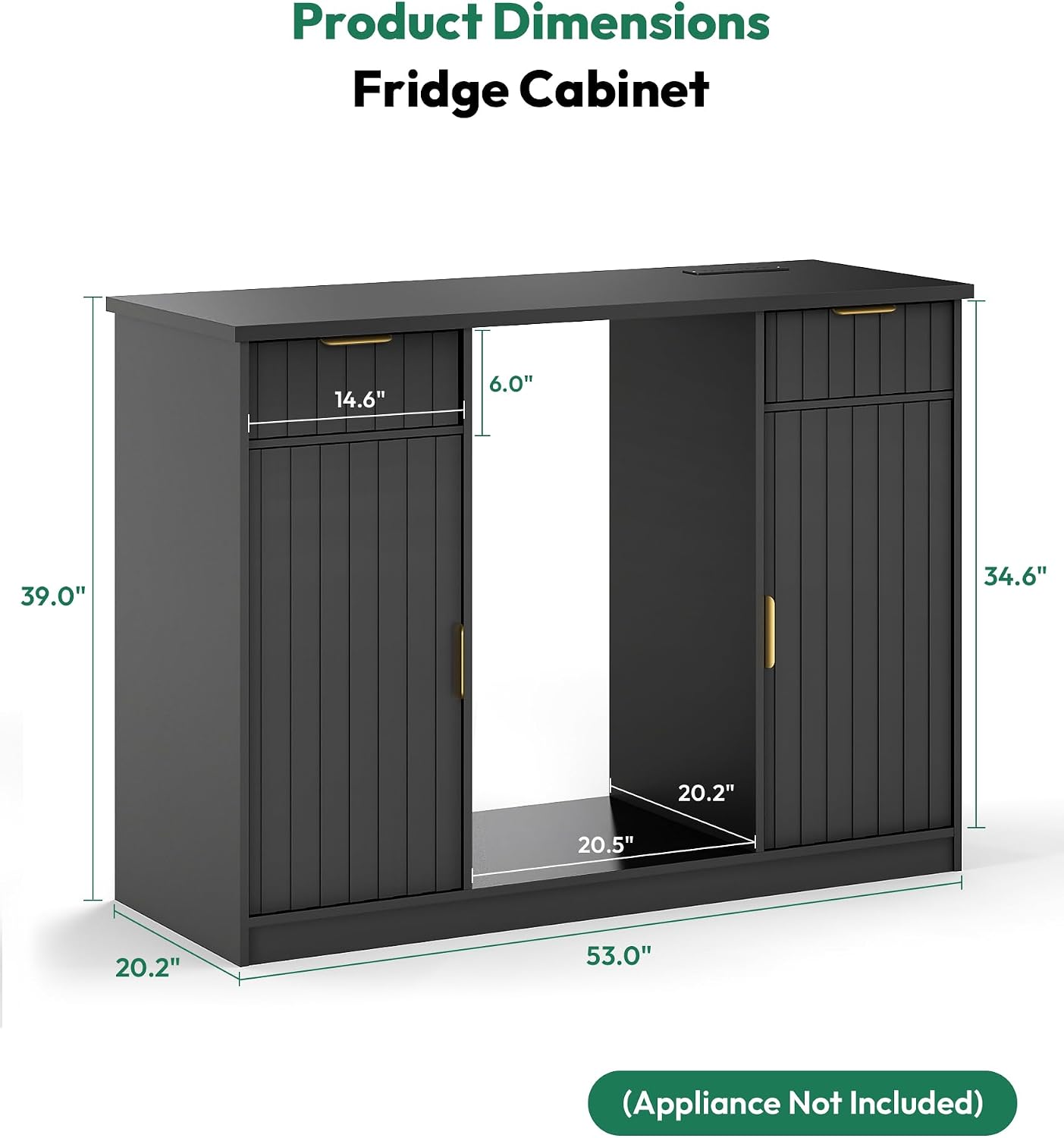 Lamtor Coffee Bar Cabinet with Storage - 53" Mini Fridge Cabinet with Power Outlet, Fluted Wine Bar with Drawer & Door Storage for Kitchen Dining Room, Black