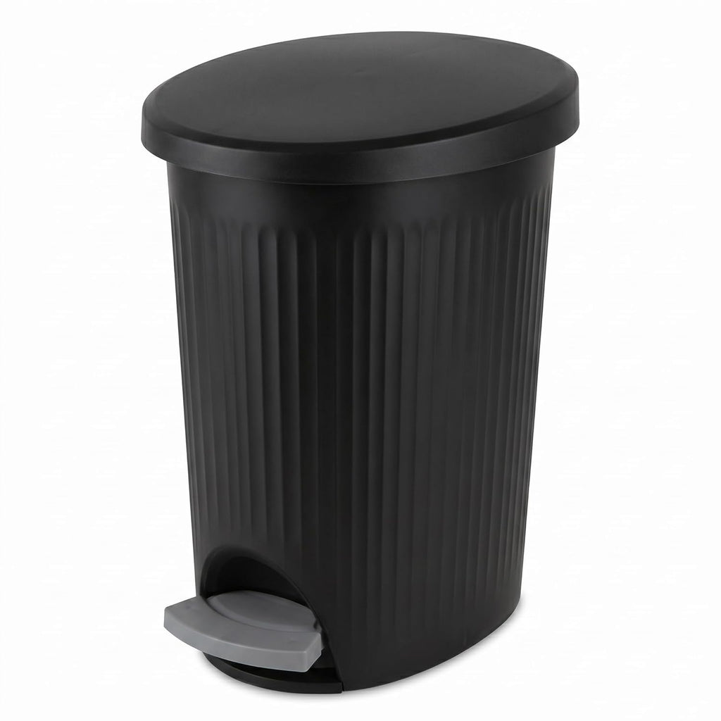 Bathroom Trash Can, 2.6 Gallon Small Garbage Can with Lid & Step Pedal, Slim Wastebasket with Removable Inner Bucket, Modern Trash Bin for Bedroom, Toilet, Office, Living Room