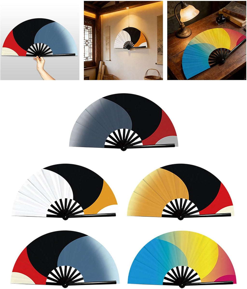 1Pc Large Folding Hand Fan Retro Cloth Fabric Chinese for Men/Women Festival, Dance, Gift Chinese