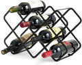 Metal Wine Rack – Matte Black Carbon Steel, 10-Bottle Countertop & Hangable Wine Holder, Modern Geometric Design, Rustproof, Under-Cabinet Display, No Assembly Needed for Countertop Use