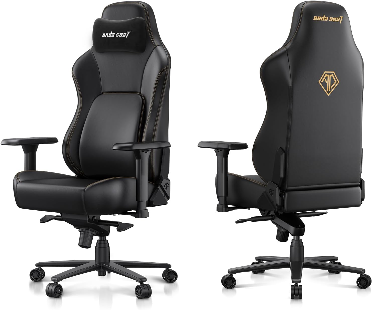 Anda Seat Phantom 4 Pro PVC Leather Gaming Chairs for Adults - Large Wide Seat Gamer Chair with Dynamic Lumbar Support, Ergonomic Video Game Seats with Magnetic Headrest - 3D Armrests, Royal Black