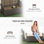 Outdoor Storage Bench with Cushioned Seat – Weather-Resistant Woven Rattan Box for Patio, Deck, Poolside and Garden Use