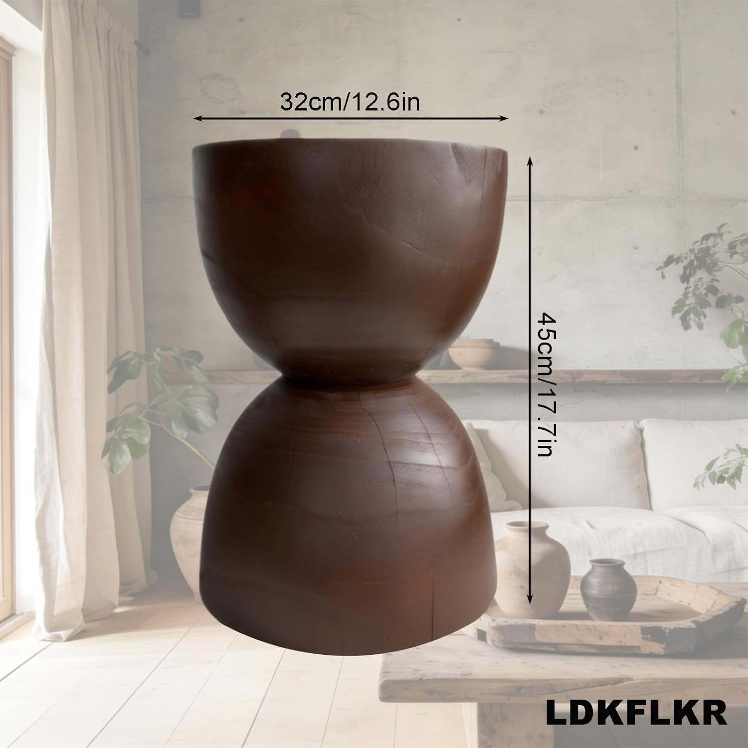 Solid Wood Small Side Table, Accent Table Freeform Natural Plant Stand Coffee Table Pedestal Display Stand Accent Stool for Living Room Bedroom Entryway Office Home Decor,A