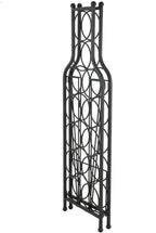 Oenophilia Wine Bottle Matrix Holder Wine Rack, 12 Bottle Freestanding Floor Wine Storage, Sturdy Metal Matte Black Construction, Foldable, Wine Bottle Shaped Design