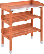 New Outdoor Garden Wooden Potting Bench Work Station Table Tool Storage Shelf W/Hook