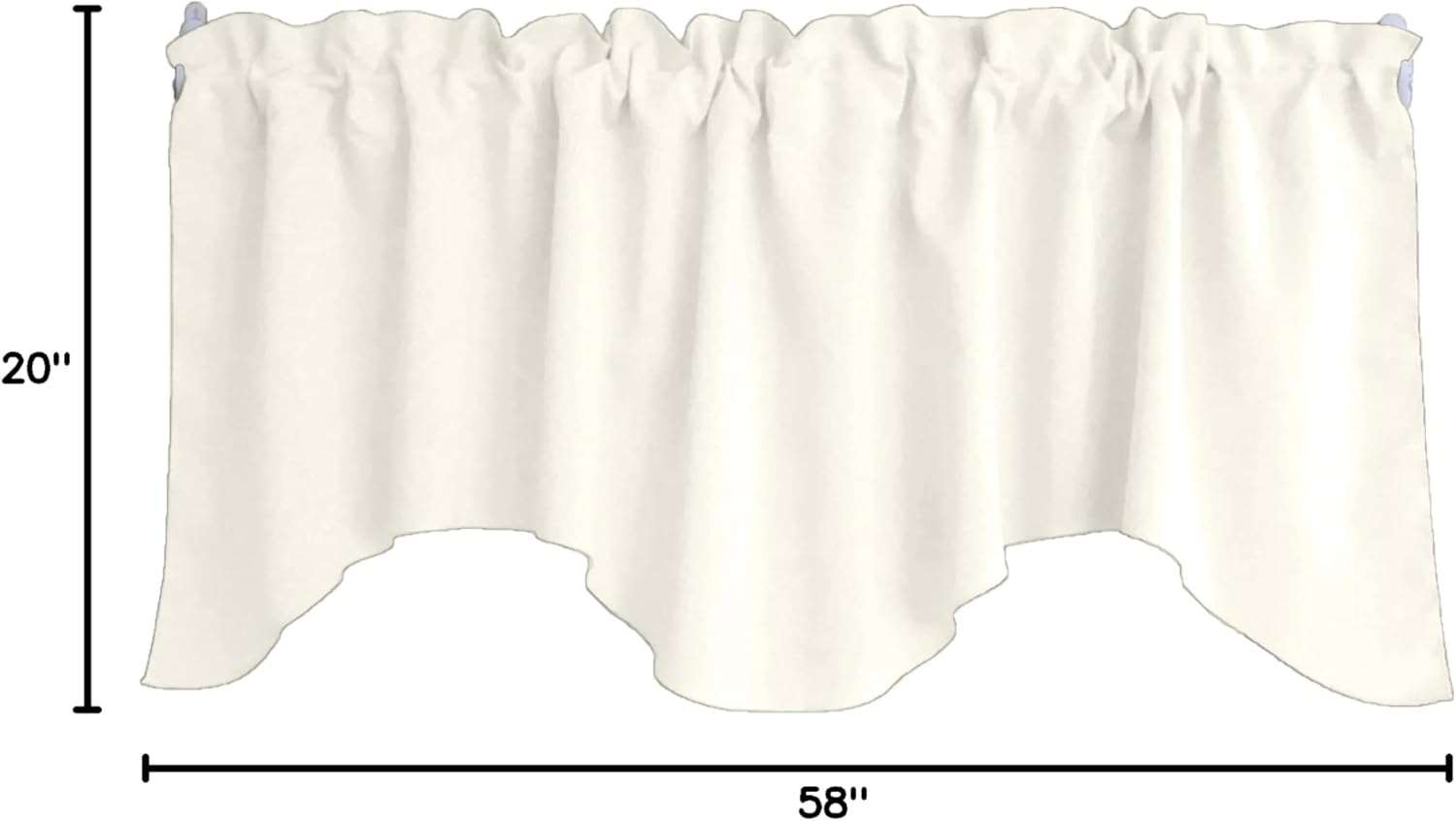 Zen Creative Designs Solid Poplin Scalloped Window Valance Home Décor Bedroom Nursery Kitchen Window (Ivory)
