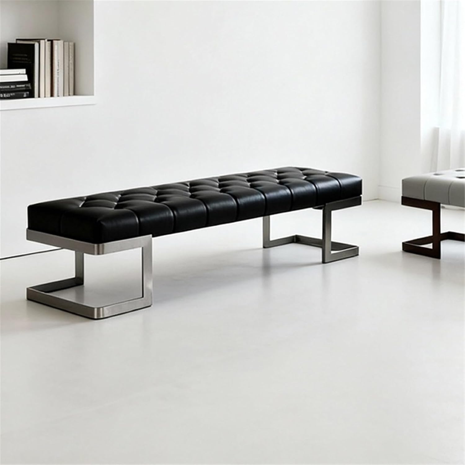 Modern Leather Bed end Stool Bedroom Dressing Room Living Shoe Changing Entryway(Large)