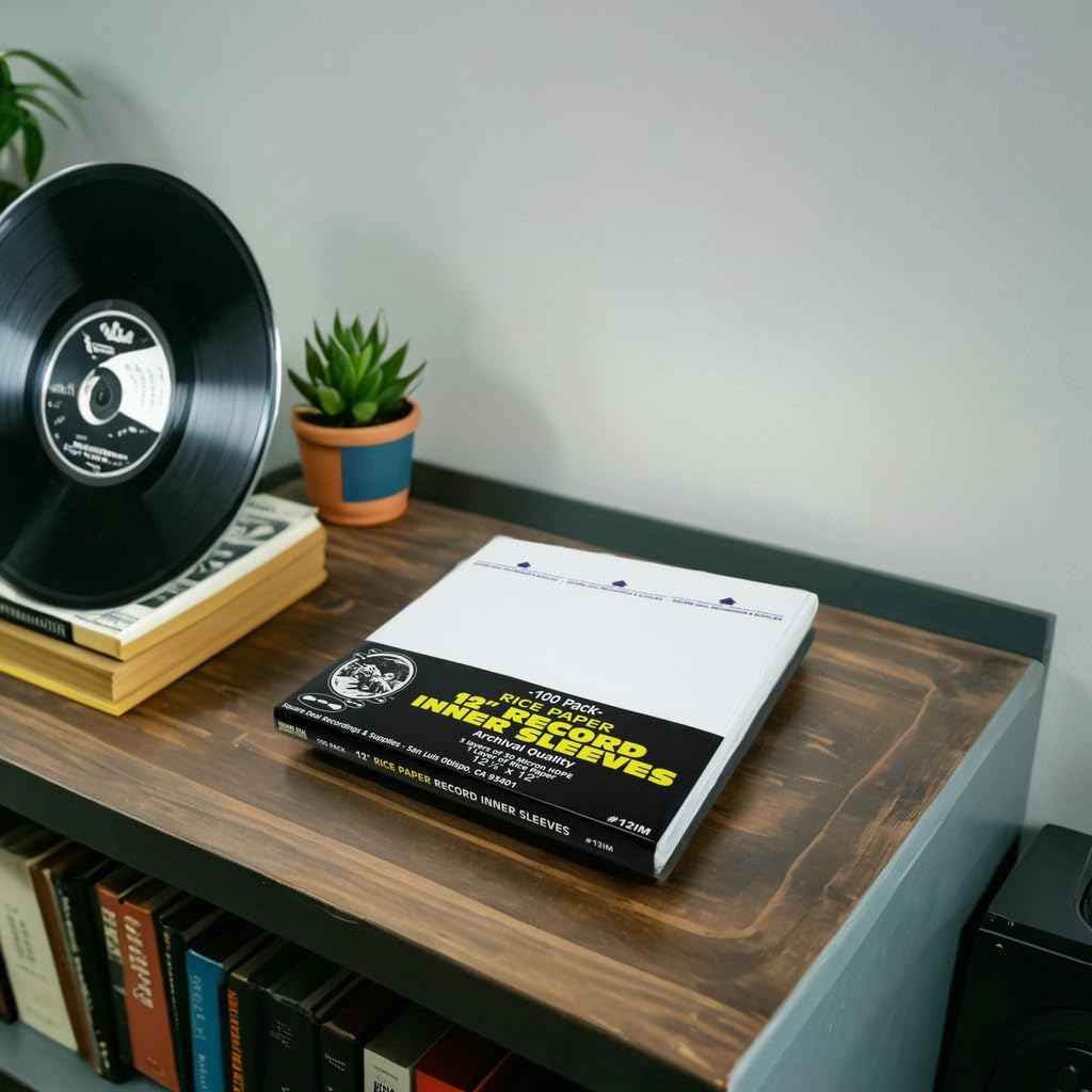 (100) 12 Inch Record Inner Sleeves - 3-Layers of Archival Quality, Anti-Static HDPE with Rice Paper Enclosed Insert for Extra Rigidity #12IM