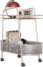 Double Layer Trolly Side Table, Metal Rolling Cart Storage Shelf, Side Table with Wheels, Small Spaces Bedside Table for Home Sofa Kitchen Living Room Bedroom