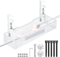 Under Desk Cable Management Tray, No Drill Mesh Desk Cable Tray, Wire Management Tray Cable Management Rack, Wire Organizer and Cable Management Box (White)