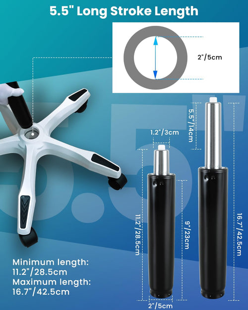11 Inches to 16 Inches Office Chair Cylinder Replacement 1000lbs, 5.5" Stroke, Chair Gas Lift Cylinder Fits Most Chairs, Office Chair Hydraulic Cylinder Replacement Parts,Class 4
