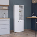 67-Inch Kitchen Pantry with Three Doors, Exterior Shelves & Ample Storage