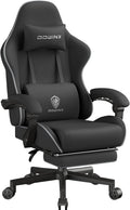 Dowinx Big and Tall Gaming Chair Fabric with Footrest Pocket Spring Cushion for Home Office, High Back Recliner Height Adjustable Ergonomic Comfy Cloth Computer Desk Chair, Black