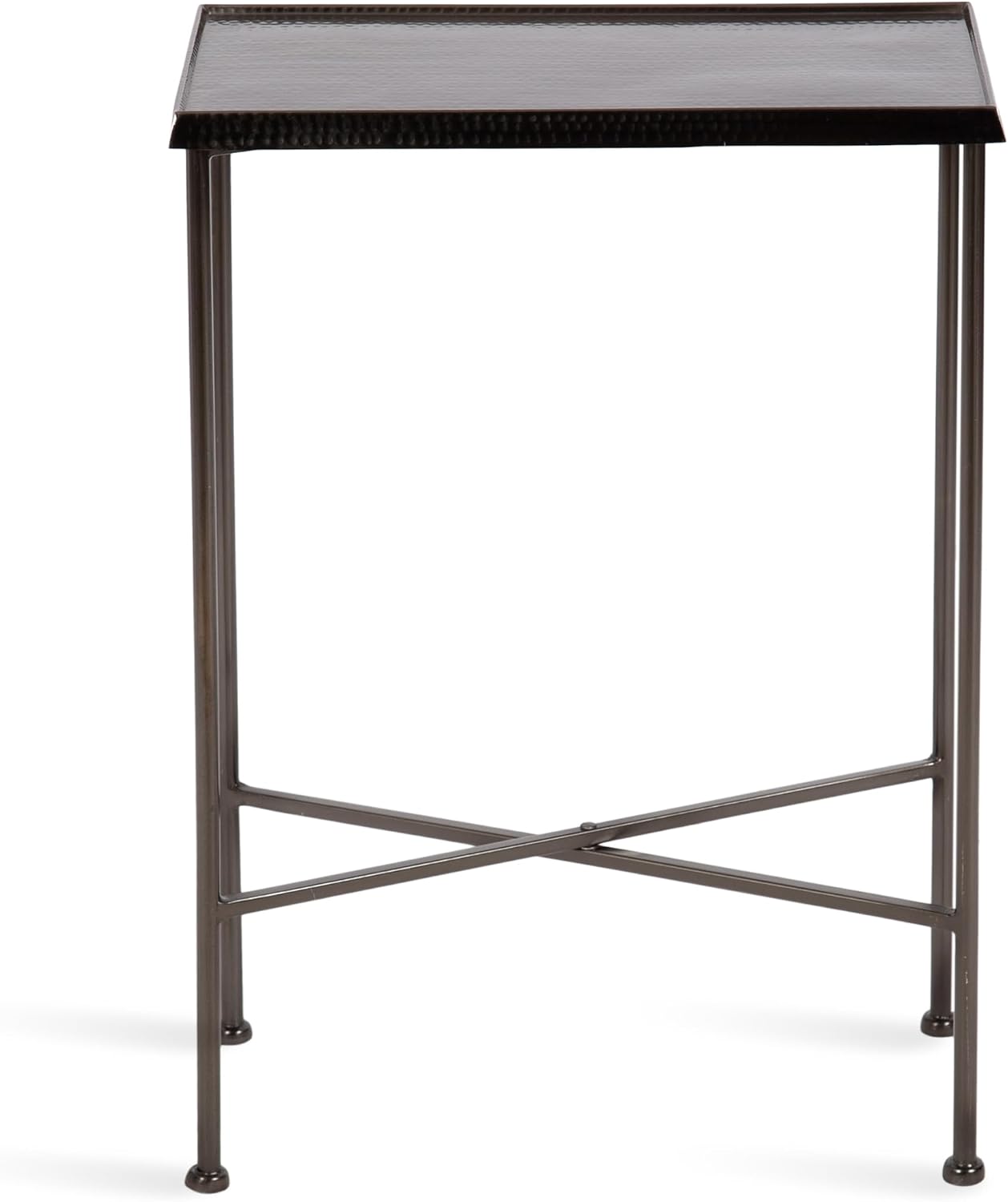 Kate and Laurel Sanzo Modern Metal Skinny Side Table, 17 x 9 x 24, Gunmetal, Rectangular Slim Bedroom Nightstand with Hammered Tabletop for Use as Bedside Accent or Narrow Living Room End Table