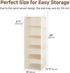 StorageWorks Hanging Closet Organizer, 5-Shelf Hanging Shelves with 2 Hooks, Foldable Space-Saving Design, Closet Organizers and Storage for Bedroom, Dorm, Locker, White & Ivory