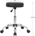 Amazon Basics Drafting Spa Bar Stool with Wheels, Height Adjustable Swivel Seat, Easy to Move, Black, 22.05" x 22.83" x 19.88"