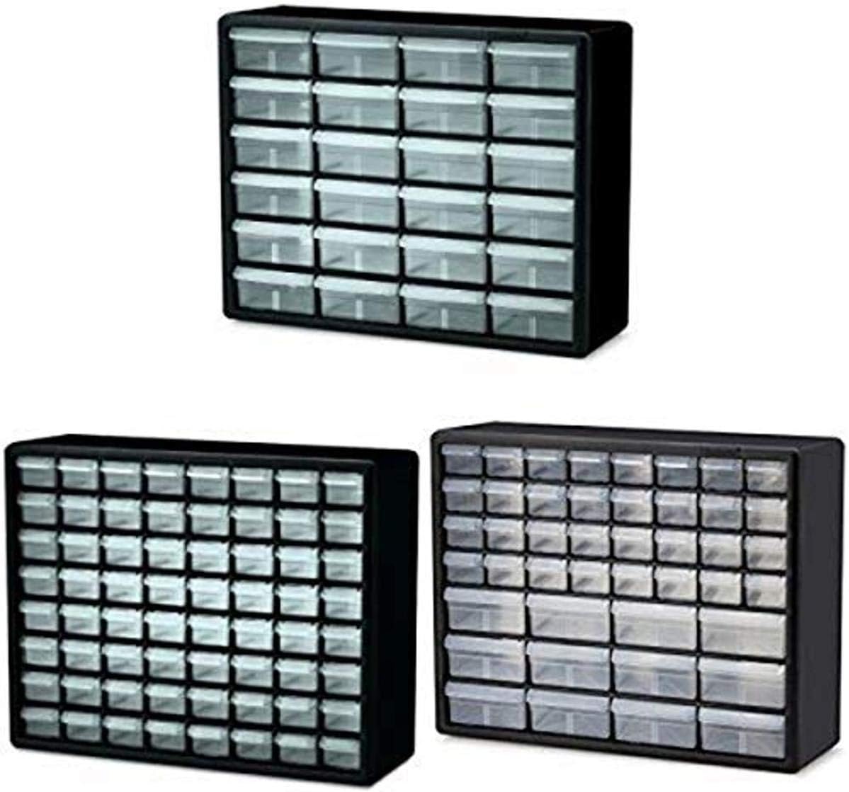 Akro-Mils 10124 24 Drawer Plastic Parts Storage Hardware and Craft Cabinet, 20-Inch x 16-Inch x 6.5-Inch, Black