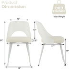 LSSBOUGHT Mid Century Modern Dining Chairs,Shell Lounge Plastic Side Chair with Soft Padded and Wooden Legs for Dining Room Living Room Bedroom Kitchen Set of 2 (Beige)