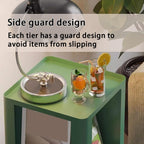 Carbon Steel Frame Rotating Side Table, Double-Layer End Table with Storage, Modern Couch Table with Rounded Design, Creative Magazine Rack for Small Spaces(Green)