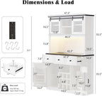 71" Farmhosue Pantry Cabinet with Charging Station, Tall Kitchen Pantry Storage Cabinet with Microwave Stand, Kitchen Hutch with Sliding Door, Pegboard, Wine & 3 Drawers, 47.3 inch