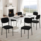 Einhomn Upholstered Dining Chairs Set of 2, Stackable Modern Dining Room Chairs, Kitchen Chairs w/Soft Velvet Backrest & Sturdy Metal Legs for Restaurant, Living Room, Black