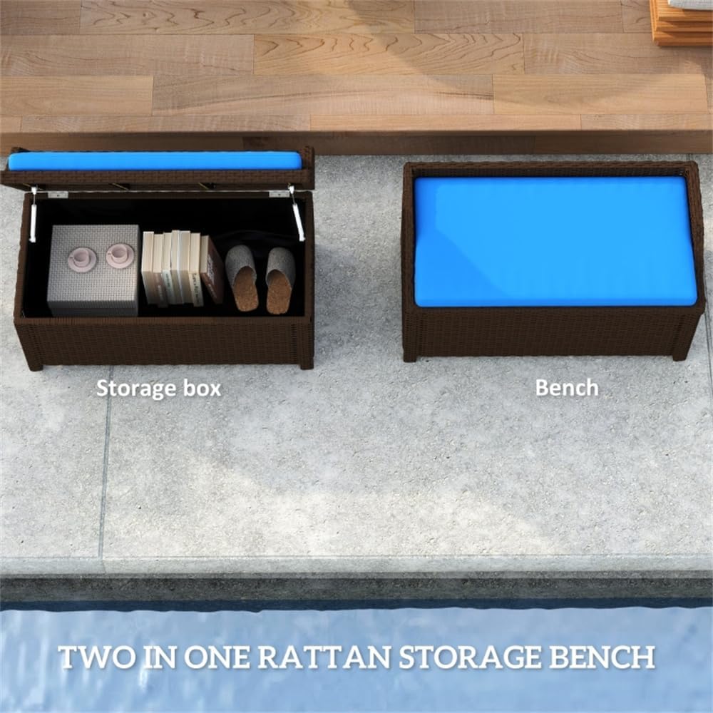 Versatile Storage Bench with Comfortable Cushioned Seat and Durable Aluminum Frame for Living Room or Patio Use