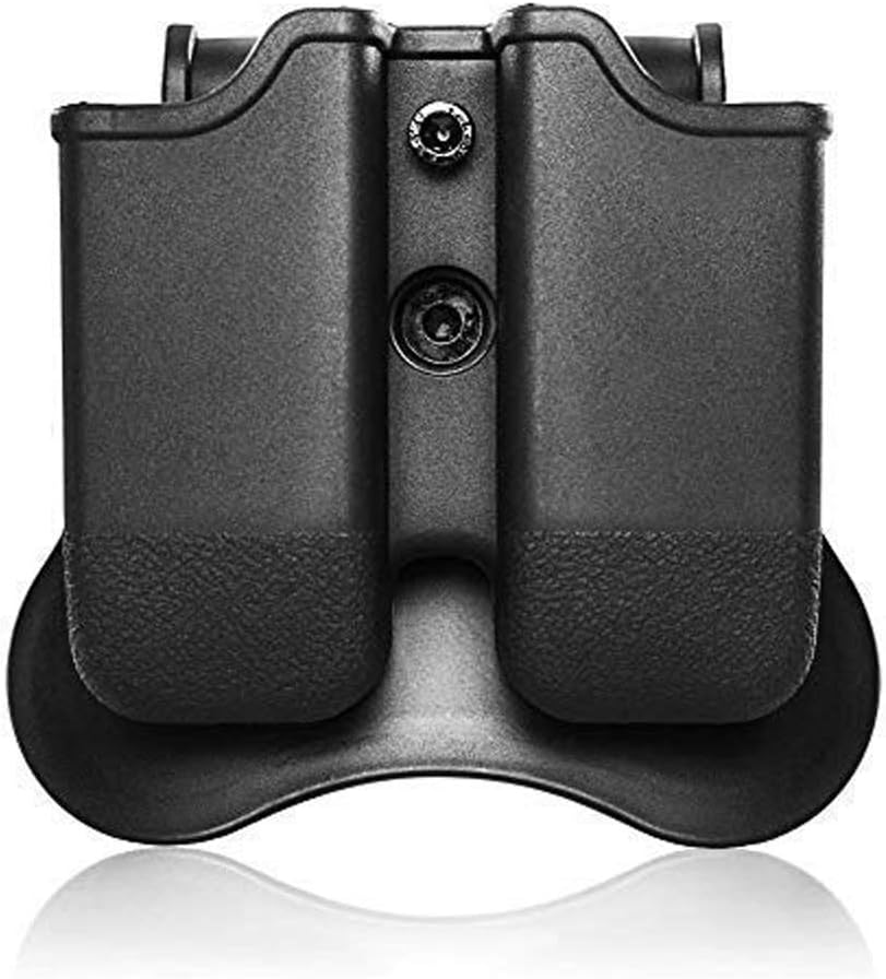 Double Magazine Pouch Fit Glock 17 19 22 23 26 27 31 32 33 34 35 37 38 39-9mm .40 Cal Dual Stack Mag Holder | Polymer Paddle Holster | 360°Adjustable Cant | Ambidextrous | Outside Waistband | Black
