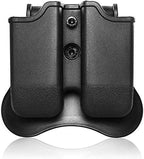 Double Magazine Pouch Fit Glock 17 19 22 23 26 27 31 32 33 34 35 37 38 39-9mm .40 Cal Dual Stack Mag Holder | Polymer Paddle Holster | 360°Adjustable Cant | Ambidextrous | Outside Waistband | Black