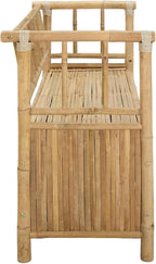 Garden Storage Bench 43" Bamboo Outdoor Storage Box with Seat, 2-Person Patio Bench for Backyard, Deck and Porch, Natural Wood Finish Contemporary Furniture