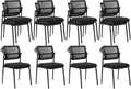 CLATINA Stackable Mesh Office Chair with Wheels Armless Guest Waiting Stacking Chair with Ergonomic Lumbar Support, for Conference, Lobby, School, Reception, Black 8Pack