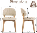 PU Leather Dining Chairs Set of 4, Upholstered Kitchen & Dining Room Chairs, Mid Century Modern Solid Oak Wood Dining Room Chairs with Curved Backrest, Beige