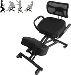 Ergonomic Kneeling Chair with Back Support Adjustable Height Angle Cushion Footrest,Breathable Mesh Backrest,100KG Load Capacity,for Home,Office & Garage Use