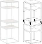 Furinno Moretti Side Table, 2-Tier Stackable Metal Frame End Table with Open Shelf, Night Stand, Bedside Table, Toolless Assembly, for Living Room, Bedroom, Solid White
