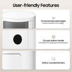 Round Nightstand, 3-Tier Round Bedside Table, ABS White Cylindrical Cabinet with Sliding Doors, Modern Narrow Modular Side Table for Bedroom, Living Room, 12.5" Diameter x 22.8" Height