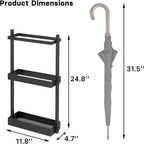 Metal Umbrella Stand with Drying Stone, Fits Compact Small Spaces | Free Standing