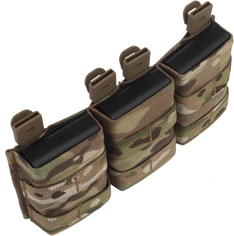 Triple Molle Mag Pouch 5.56 Tactical Open Top Magazine Holder Carrier with Quick Release Magazine Pouch Insert
