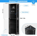 BROTTAR 71" Corner Display Cabinet with Glass Doors, 6 Tier Curio Cabinet with 3 LED Lights & Glass Shelves, Human Body Sensor, Showcase Display Case for Collectibles, Black
