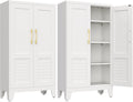 47''Storage Cabinet ,Pantry Cabinet with Doors and Shelves,Tall Kitchen Pantry Cabinet, White Metal KitchenStorage Cabinets, Freestanding Cupboard for Laundry Bathroom Living Room, Assemble Required