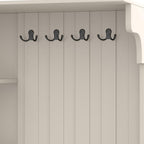 KEIKI Multifunction Entryway Storage Cabinet Set with Bench, Modular Hallway Organizer with Hooks, Open Shelves, Hidden Storage, Farmhouse Accent Cabinet for Living Room, Kitchen, Entryway, Beige