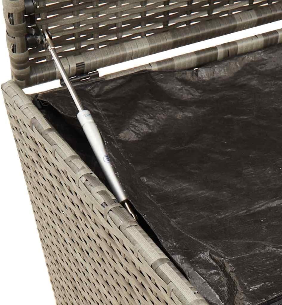 Patio Storage Bench Gray 74.8 Gal Poly Rattan Garden Storage Box with Waterproof Bag and Gas Spring