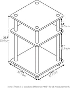 Furinno Turn-N-Tube Toolless Assembly Side Table, Grey 3-Tier End Table, Night Stand, Bedside Table for Living Room, Bedroom, Home Office, Grey Oak/Black