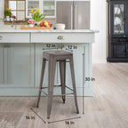 FDW Counter Height Bar Stools Set of 4 Bar Stools 30 Inches Metal Stool Patio Stool Stackable Barstools Kitchen Counter Stool Indoor/Outdoor Stool Metal Bar Stools Moden Dining Chairs, Bronze