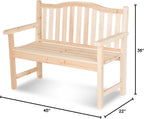 Shine Company 4212N-142 Belfort II Wooden Outdoor Patio Garden Bench, Light Beige