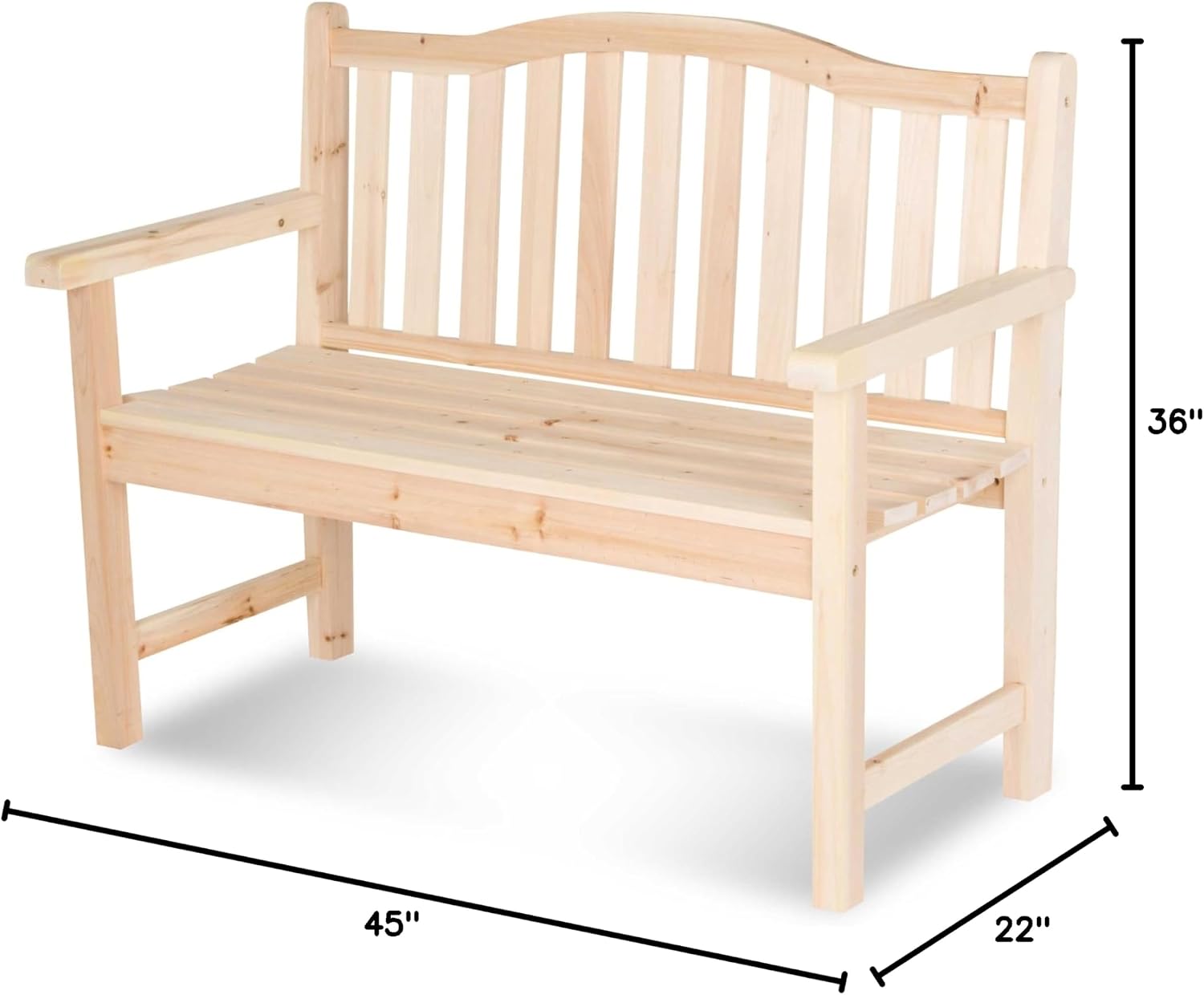 Shine Company 4212N-142 Belfort II Wooden Outdoor Patio Garden Bench, Light Beige