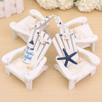 4 Pieces Wooden Adirondack Miniature Chair Ornaments with Nautical Life Ring for Coastal, Ocean, Beach Office Home Decoration Favor